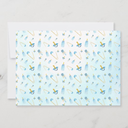 Waterverf Boy Teddy Bear Balloons Baby shower Kaart (Achterkant)