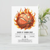 Waterverf Boy Whimsical Basketbal Verjaardag Kaart (Staand voorkant)