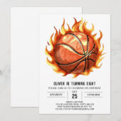 Waterverf Boy Whimsical Basketbal Verjaardag Kaart (Voorkant / Achterkant)