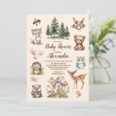 Waterverf Boy Woodland Baby shower Kaart (Staand voorkant)