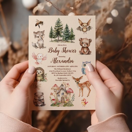 Waterverf Boy Woodland Baby shower Kaart
