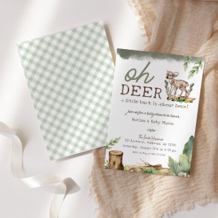 Waterverf Boy's Oh Deer Woodland Baby shower Kaart