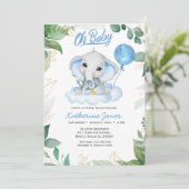 Waterverf Boys Olifant Baby shower Kaart (Staand voorkant)