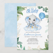 Waterverf Boys Olifant Baby shower Kaart (Voorkant / Achterkant)