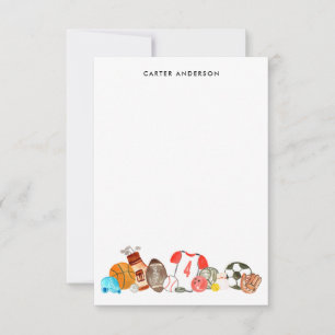 Waterverf Boys Sportballen All Star Kinder naam Notitiekaartje