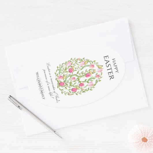 Waterverf braal paaspasta blij Pasen Ovale Sticker (Envelop)