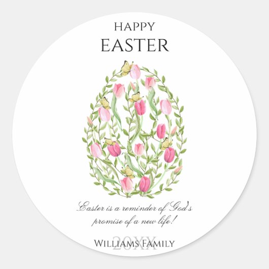 Waterverf braal paaspasta blij Pasen Ronde Sticker (Voorkant)