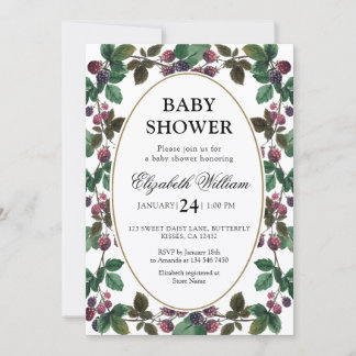 Waterverf Braambesjes Baby Shower Kaart