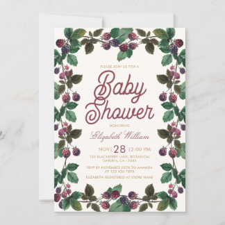 Waterverf Braambesjes Meisje Baby Shower Kaart