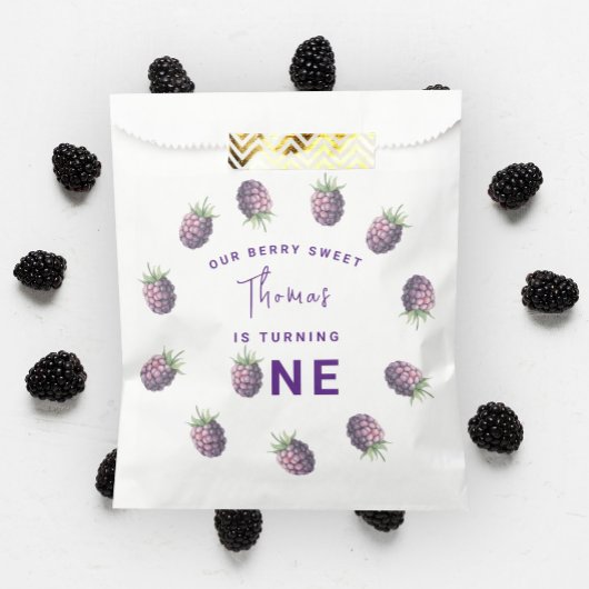 Waterverf bramen 1e verjaardagsfeestje bedankzakje