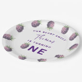 Waterverf bramen 1e verjaardagsfeestje papieren bordje (Gekanteld)