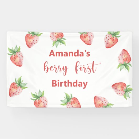 Waterverf bramen 1e verjaardagsfeestje spandoek (Horizontaal)