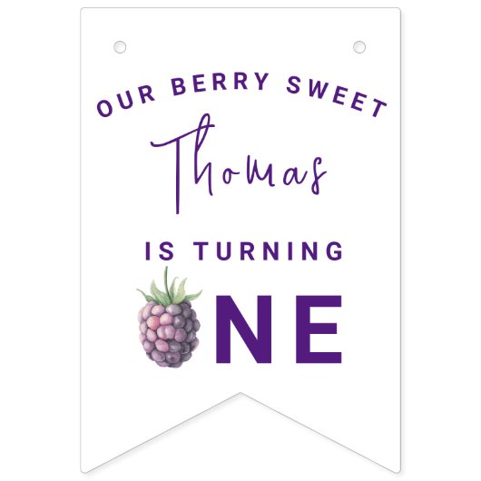 Waterverf bramen 1e verjaardagsfeestje vlaggetjes (Tweede vlag)