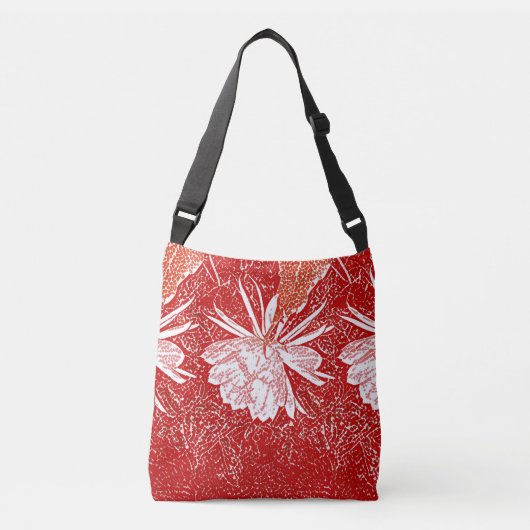 Waterverf Bramha Lotus Red Floral Himalaya Bloem Crossbody Tas (Voorkant)