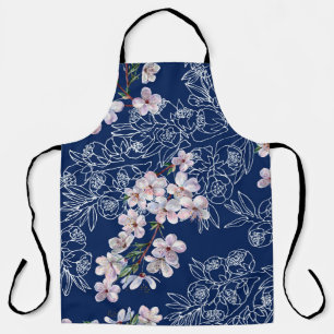 Waterverf branbloemen kersen met takgrafiek schort