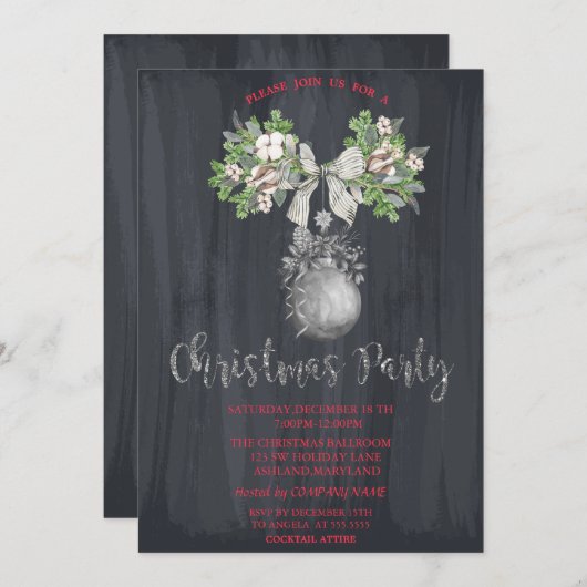 Waterverf Branch, all-kerstparty Kaart (Voorkant / Achterkant)