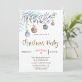 Waterverf Branch, Balls Company Party Invitation Kaart (Staand voorkant)