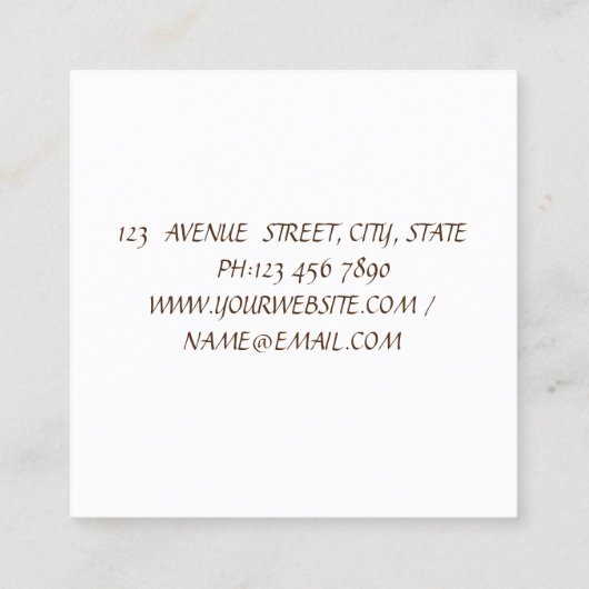 Waterverf Branch, Floral Cactus Handmade Vierkante Visitekaartje (Achterkant)