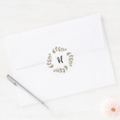 Waterverf Branches aangepaste monogram Ronde Sticker (Envelop)