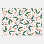 Waterverf Branches en Berries Winter  Inpakpapier Vel (Voorkant 2)