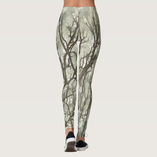 Waterverf Branches Green Camouflage Leggings (Achterkant)