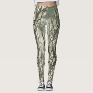Waterverf Branches Green Camouflage Leggings