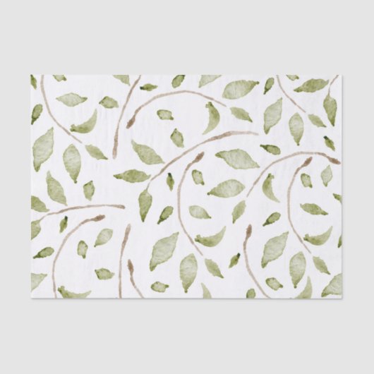 Waterverf Branches met Green Leaves Design Tissuepapier (Voorkant)