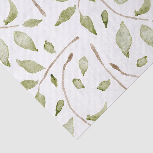 Waterverf Branches met Green Leaves Design Tissuepapier (Detail)