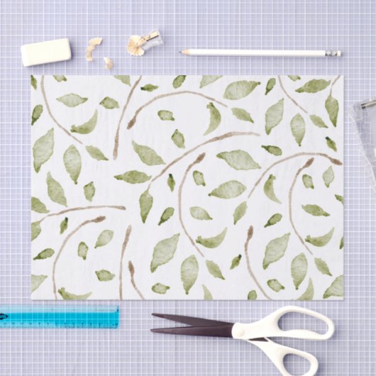 Waterverf Branches met Green Leaves Design Tissuepapier (Craft)
