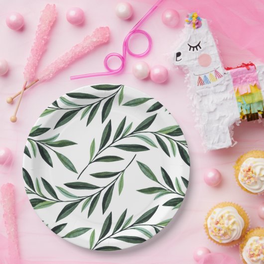 Waterverf Branches Patroon Papieren Bordje (Feest)