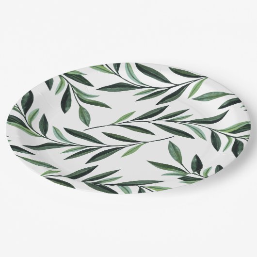 Waterverf Branches Patroon Papieren Bordje (Gekanteld)