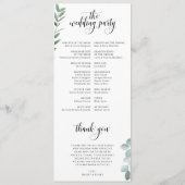 Waterverf Branches Wedding Ceremony Program Programmakaart (Achterkant)