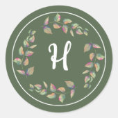 Waterverf Branches Wedding Monogram Stickers (Voorkant)