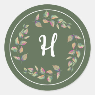 Waterverf Branches Wedding Monogram Stickers
