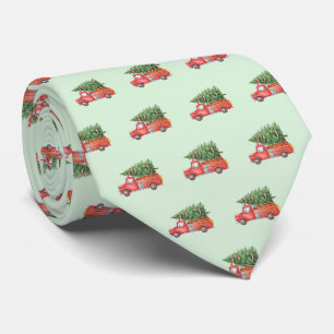 Waterverf Brandweerman Kerst Brandweerwagen Stropdas