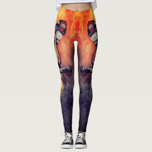 Waterverf brandweerman Leggings afschilderen Firem (Voorkant)