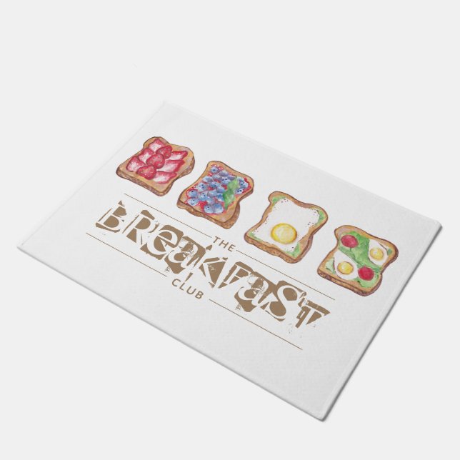 Waterverf Breakfast logo restaurant Business Deurmat (Schuin)