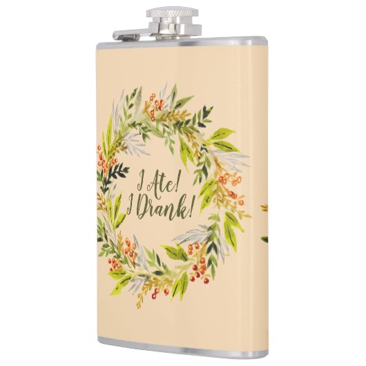 Waterverf, breedte en voettekst heupfles (Links)