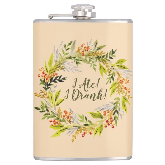 Waterverf, breedte en voettekst heupfles (Voorkant)