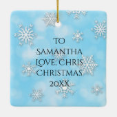 Waterverf breekt met Gepersonaliseerd Bericht op R Keramisch Ornament (Achterkant)