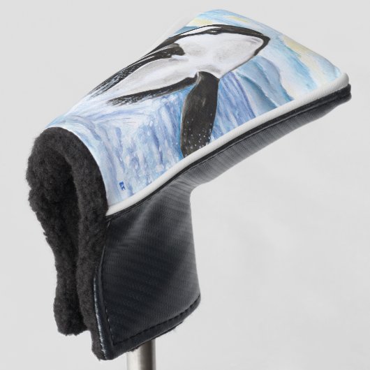 Waterverf Breikende Orca Whale Golfheadcover (3/4 voorkant)
