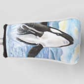 Waterverf Breikende Orca Whale Golfheadcover (Voorkant)