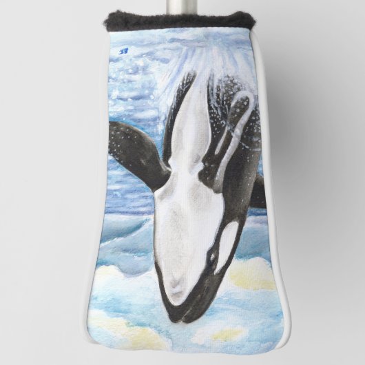 Waterverf Breikende Orca Whale Golfheadcover (Draai 90)