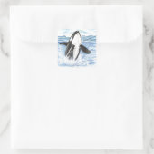 Waterverf Breikende Orca Whale Vierkante Sticker (Tas)