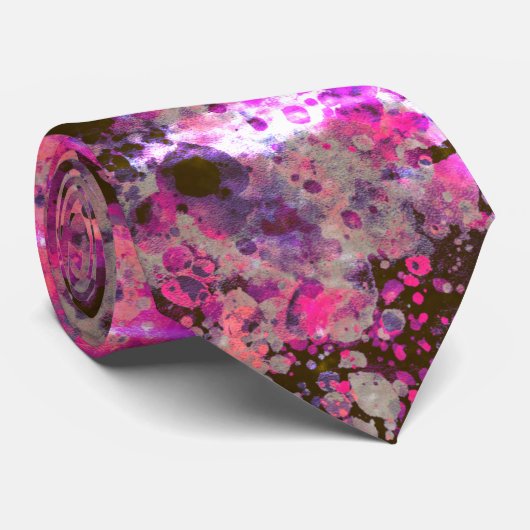 Waterverf Brick Black Pink Paint Splash Abstract Stropdas (Opgerold)