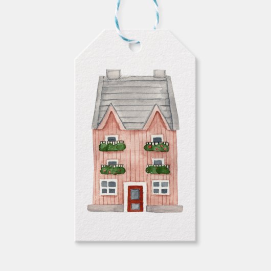 Waterverf Brick House Cadeaulabel (Voorkant)