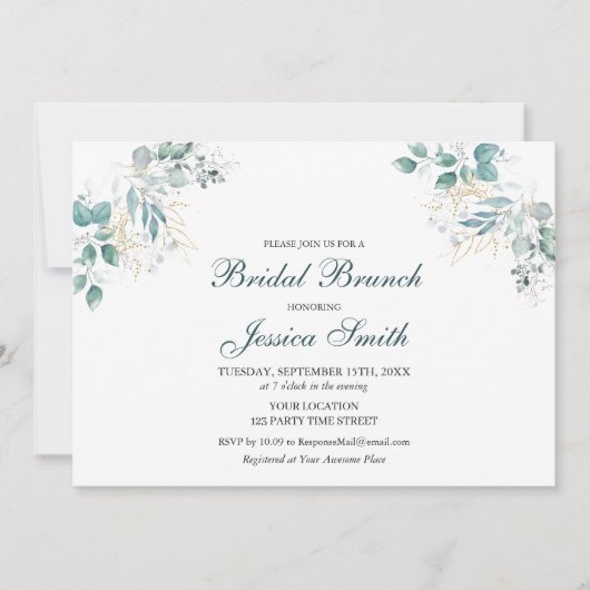 Waterverf Bridal Brunch Uitnodiging (Voorkant)