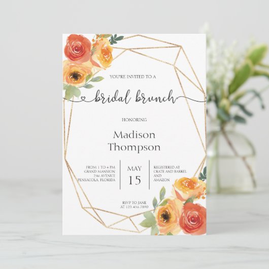 Waterverf Bridal Brunch Uitnodiging (Staand voorkant)