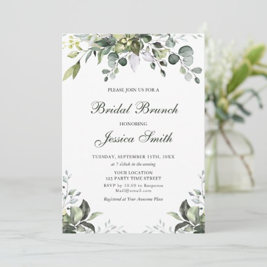 Waterverf Bridal Brunch Uitnodiging (Staand voorkant)