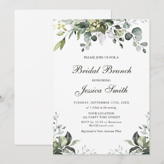 Waterverf Bridal Brunch Uitnodiging (Voorkant / Achterkant)